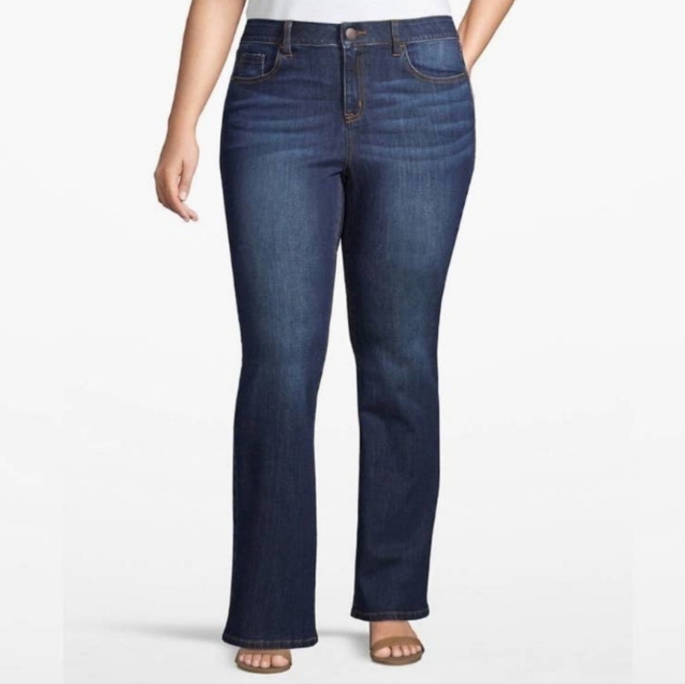NWT Lane Bryant Venezia Stretch Bootcut Jeans Womens 18P Blue Retro 90s Y2K